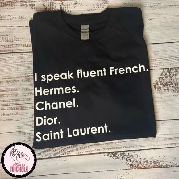 I speak fluent French designer Black T-shirt - Picture 4 of 5